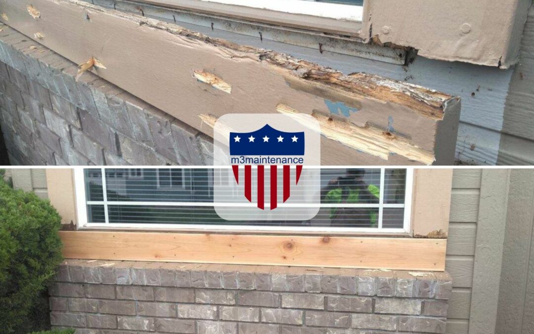 Dry Rot Damaged Exterior Window Sill Repair Project